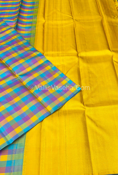 Pure Kanchipuram Silk Saree - Pazhum Pazhamum Checks - VVPS017