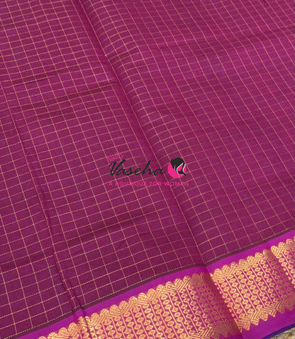Semi Silk Cotton Saree - Checks Pattern - VVSSC019