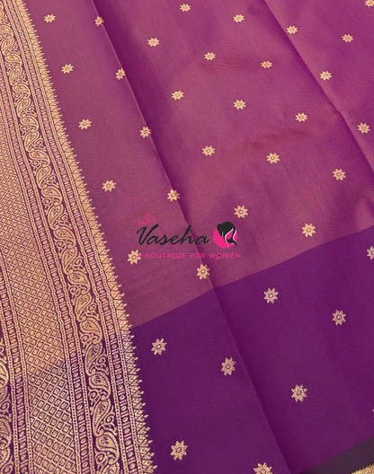 Semi Soft Silk - Peach With Purple  - VVSSS039