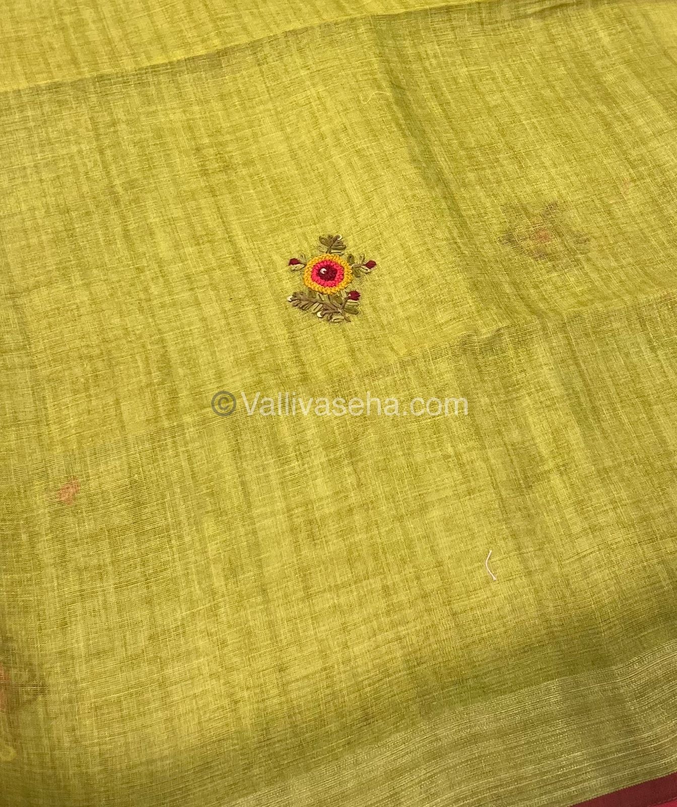 French Knot - Tissue Saree - Green Shade - VVLFN001