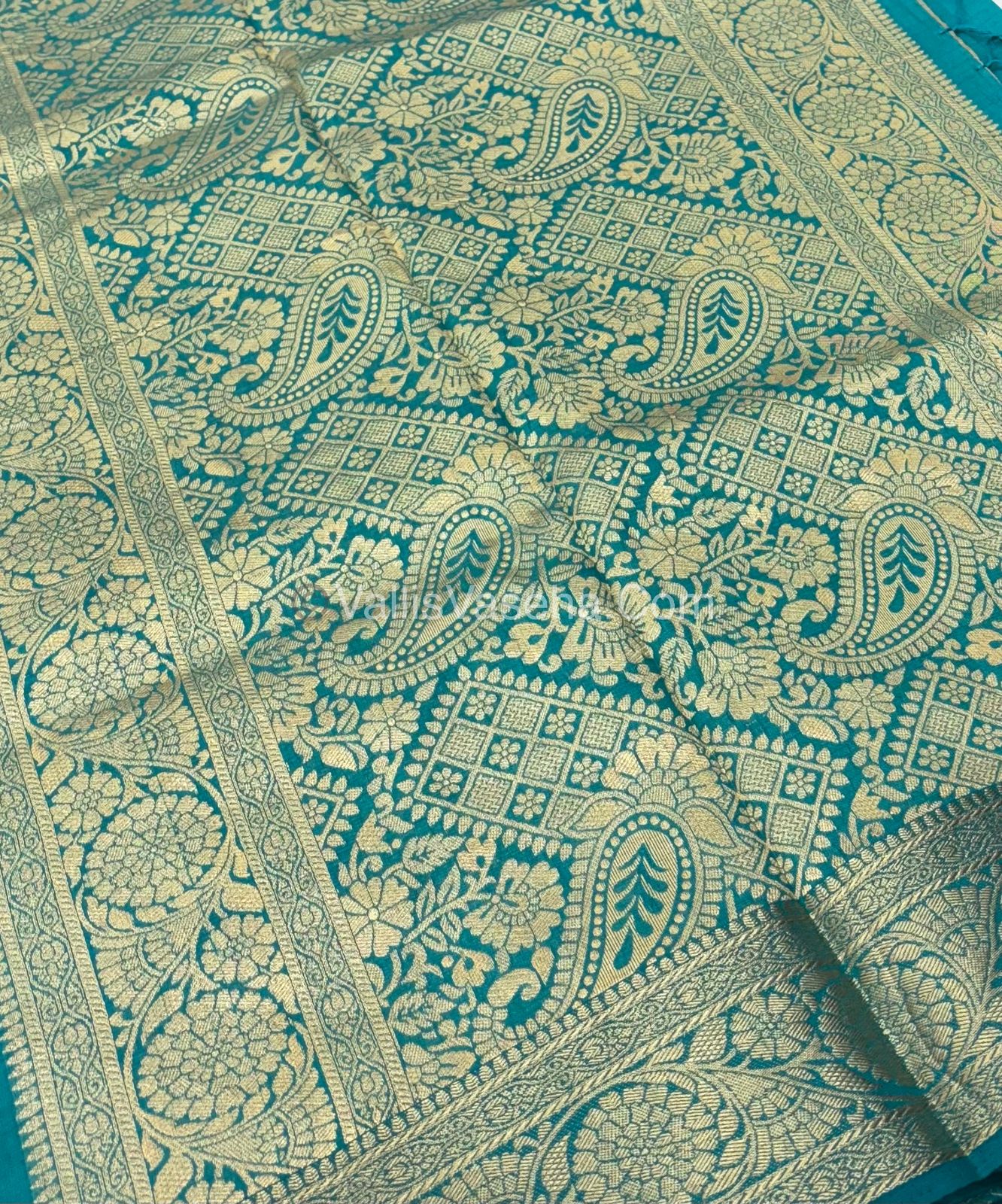 Semi Tussar Silk - Grand Pallu  - Blue Shade - VVSTS029