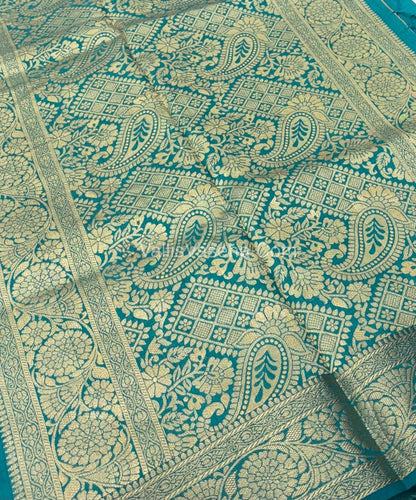 Semi Tussar Silk - Grand Pallu  - Blue Shade - VVSTS029
