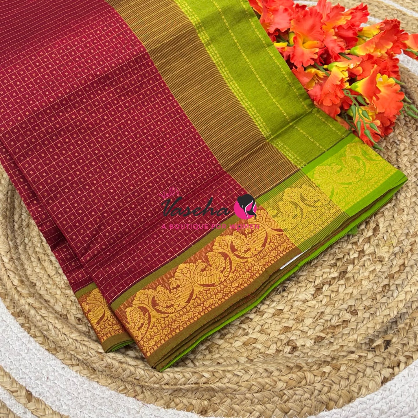 Semi Silk Cotton Saree | Lakshadeepam |VVSSC009