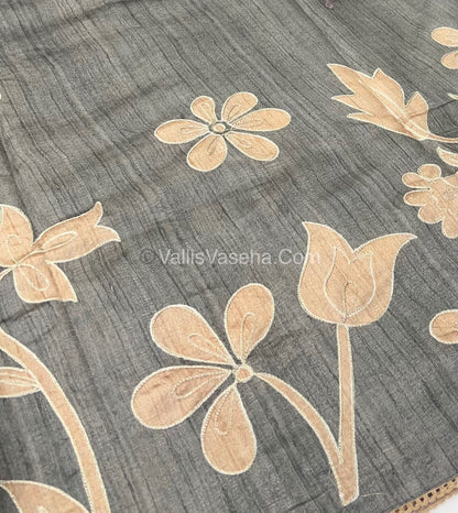 Semi Raw Silk with embroidery work - VVSRS001