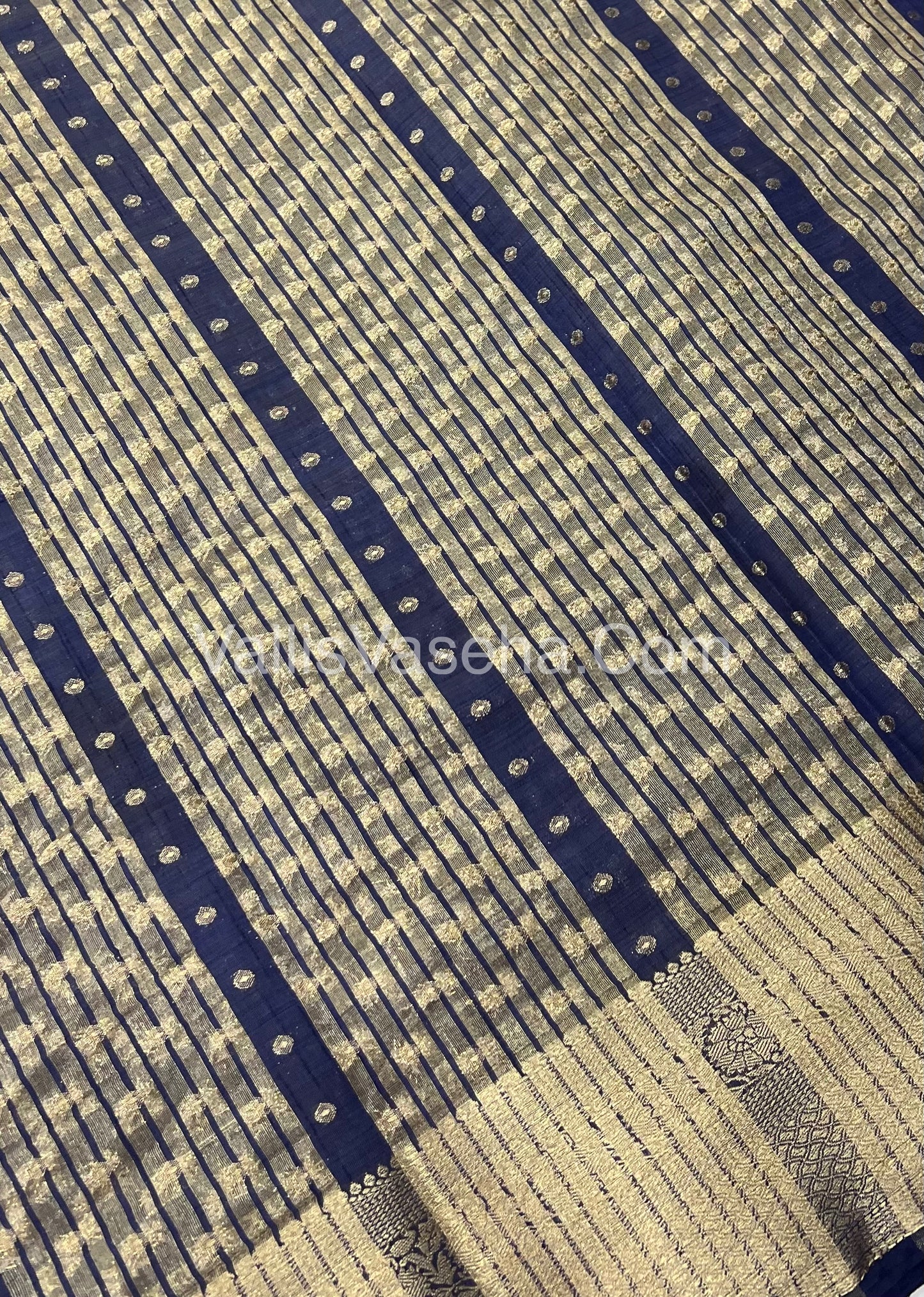 Semi Tussar Silk  Navy blue Shade  - VVSTS015