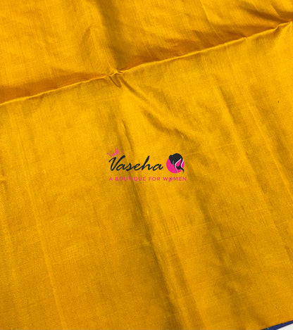 Pure Soft Silk Saree  - Blue With Yellow - VVPSS118
