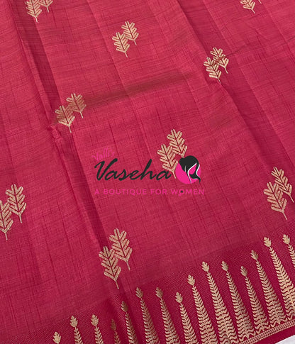 Semi Tussar Silk Saree | Dark Pink-shade |VVSTS050