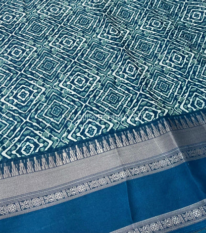 Casual Wear Saree - Fancy Mixed Cotton - Ramar Blue Shade - VVFMC002