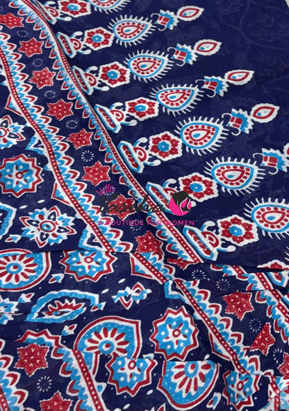 Pure Soft Mul Mul Cotton Sarees - Hand Block Prints - VVMMC011