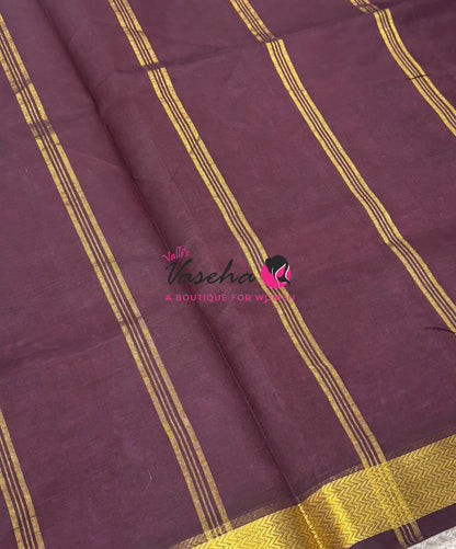 Pure Silk Cotton Sarees - Pink  With Wine - VVPSC017