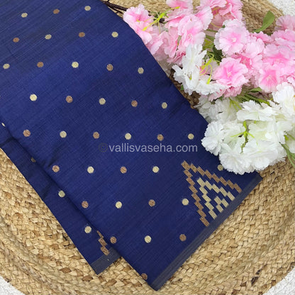Cherry Tussar - Semi Tussar Silk - Navy Blue Shade - VVSTS009