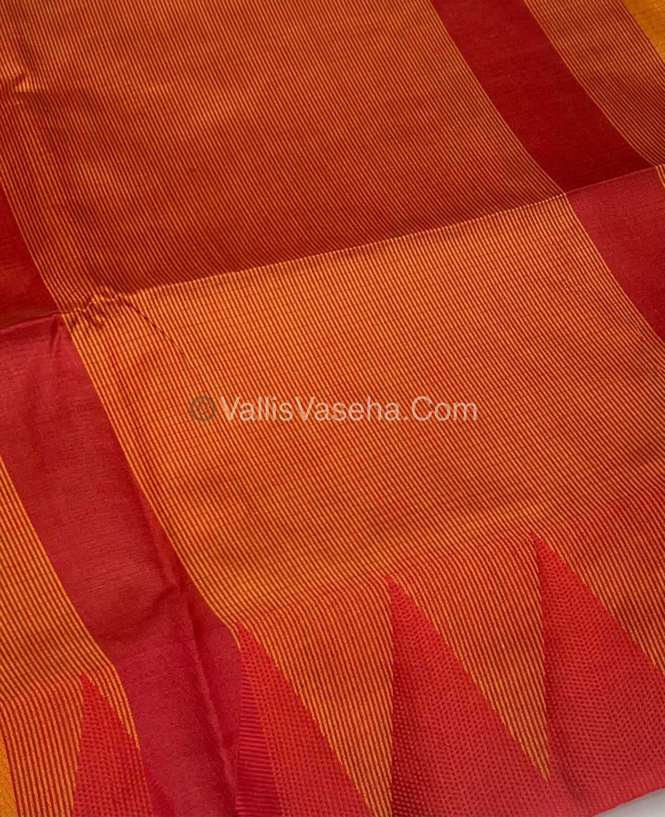 Semi Raw Silk - Yellow With Maroon  Shade - VVRS006