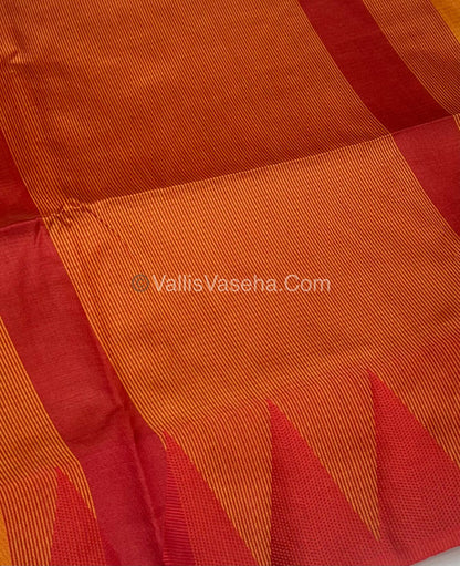 Semi Raw Silk - Yellow With Maroon  Shade - VVRS006