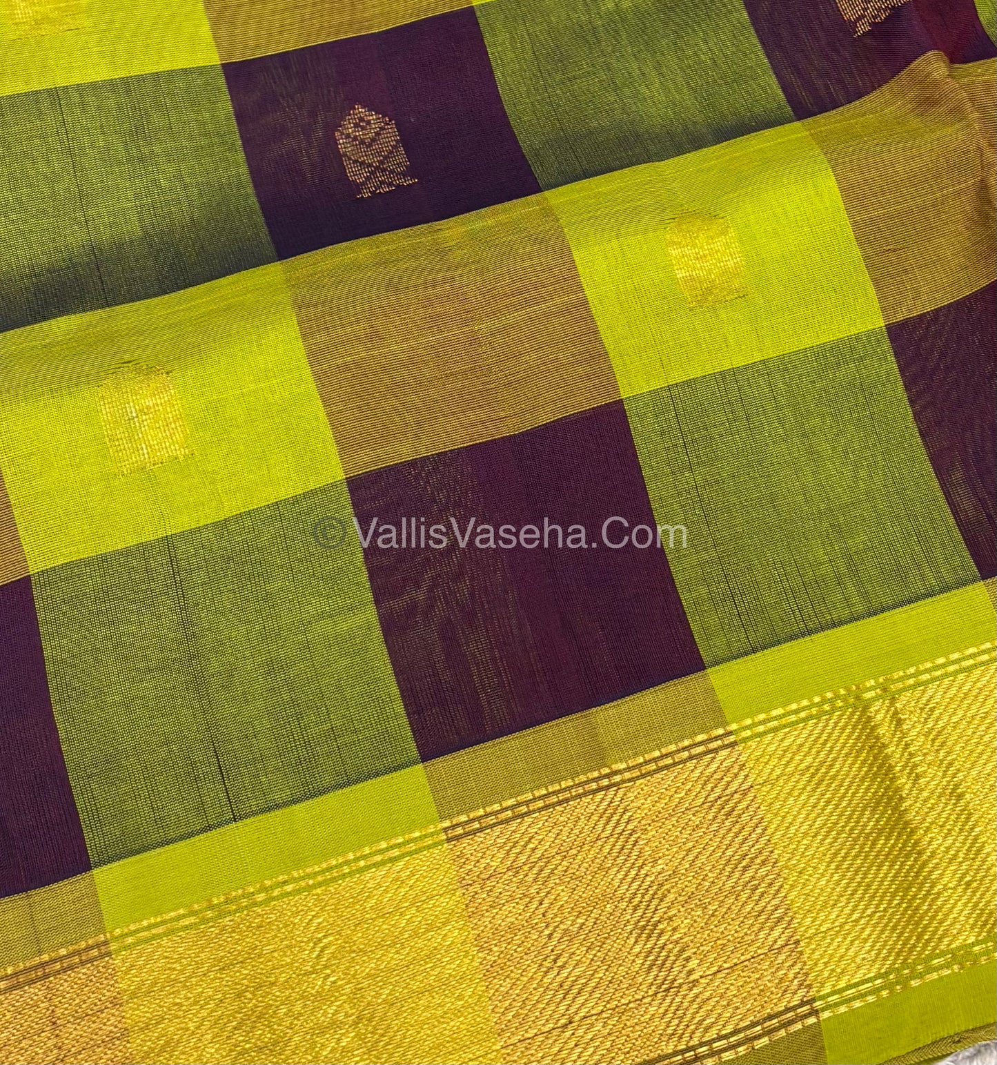 Pure Silk Cotton Saree - Pazhum Pazhamum Checks Design - VVPPSC02