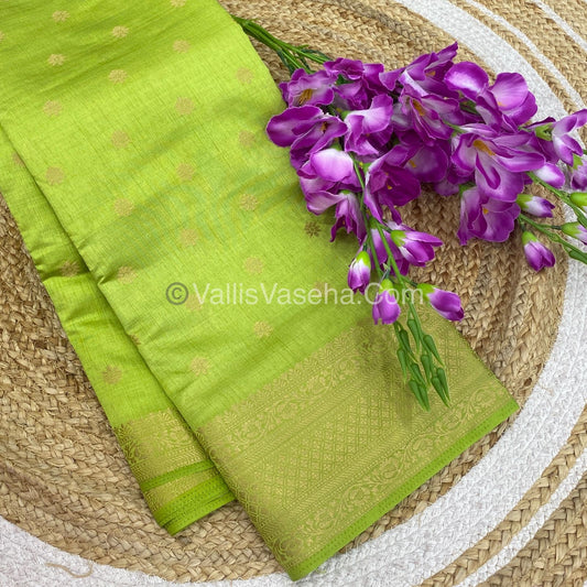 Semi Tussar Silk  - Pista Green Shade  - VVSTS013