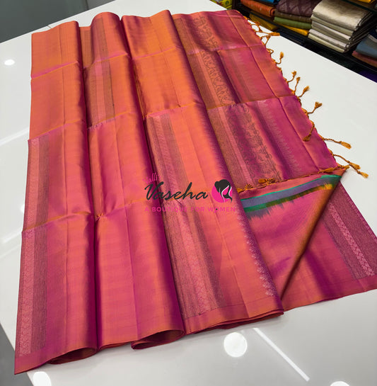 Pure Soft Silk Saree - Border Less - Peachish Pink Shade - VVPSS081