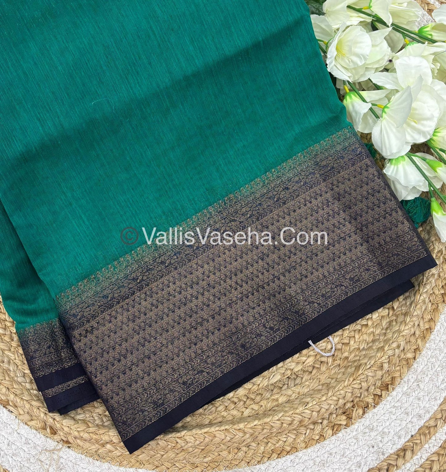 Bamboo Silk Saree - Blue With Navy Blue   Shade - VVBSS003