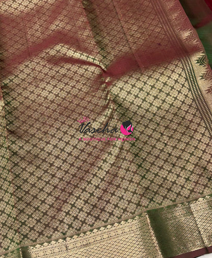Pure Kanchipuram Silk Saree - Mandhulir Green Shade - VVPS093
