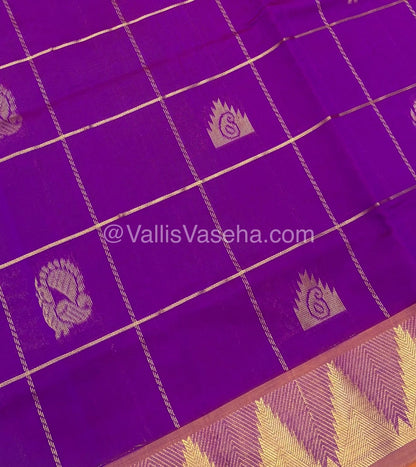 Semi Silk Cotton Saree - Purple with Orangish Yellow Shade - VVSSC002