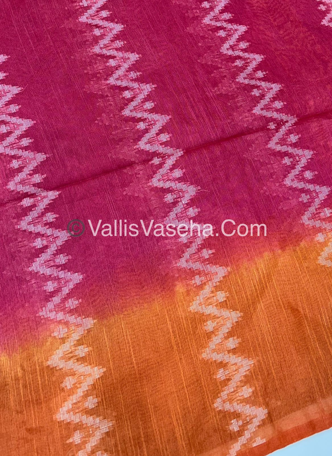 Bhagalpuri Silk - Dark Pink With Orange - VVBS005