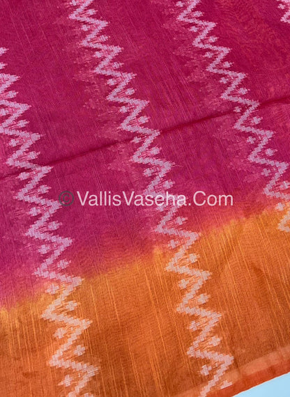 Bhagalpuri Silk - Dark Pink With Orange - VVBS005