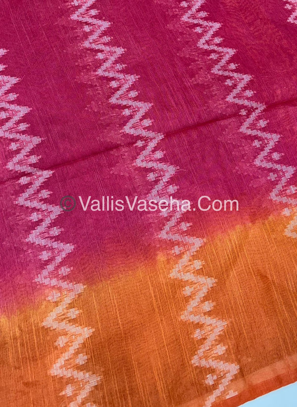 Bhagalpuri Silk - Dark Pink With Orange - VVBS005