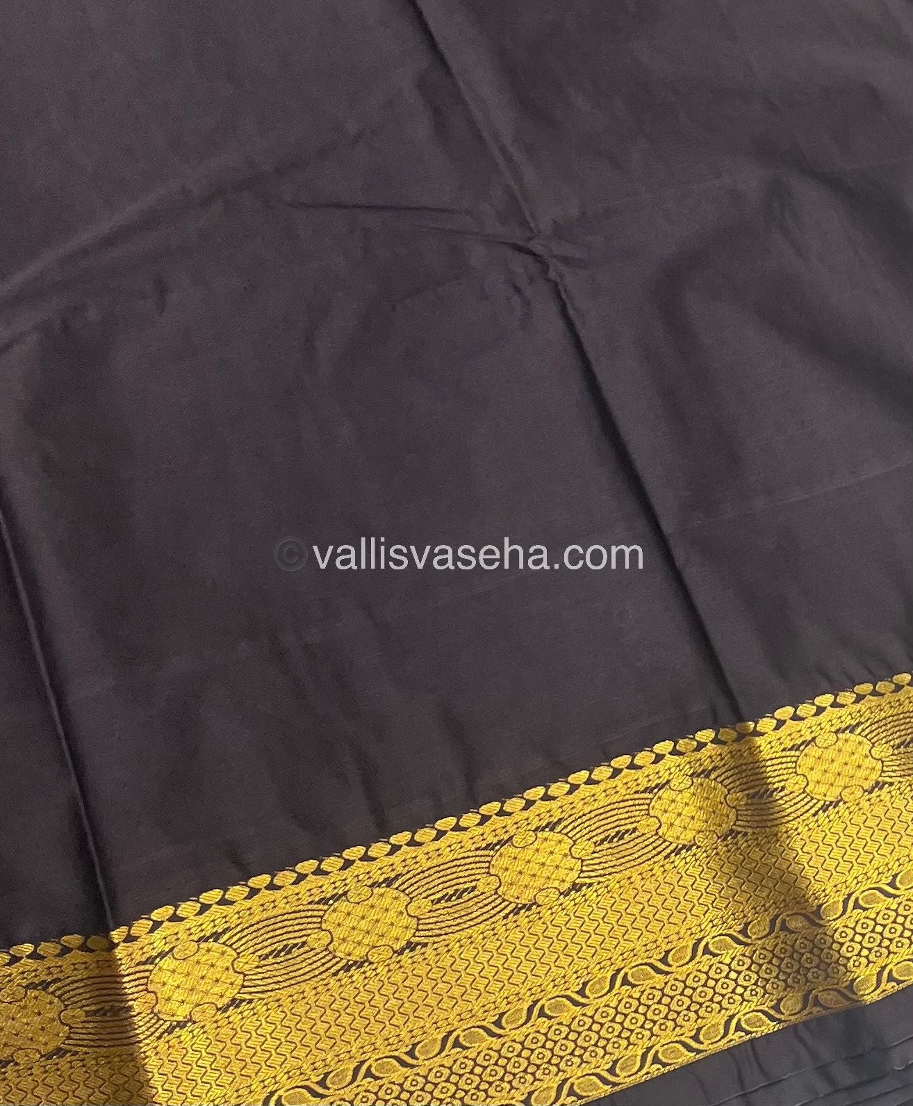 Semi Kanchipuram Soft Silk - Rust Orange With Dark Brown - VVSSS020