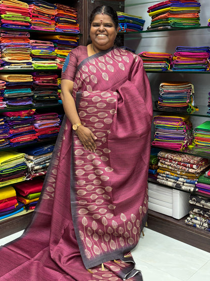 Art Tussar / Art Silk - Pink & Dark Purple - VVATS001