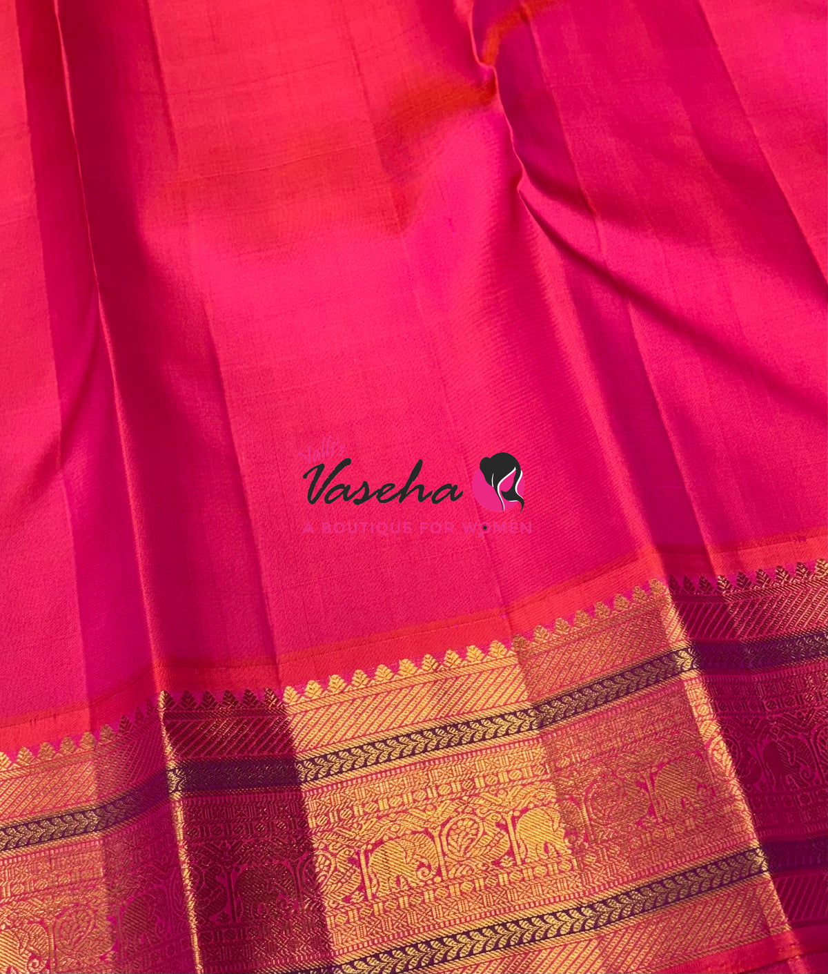 Pure Vintage Korvai Kanchipuram Silk Saree - Dual Tone Green With Peach - VVPS099