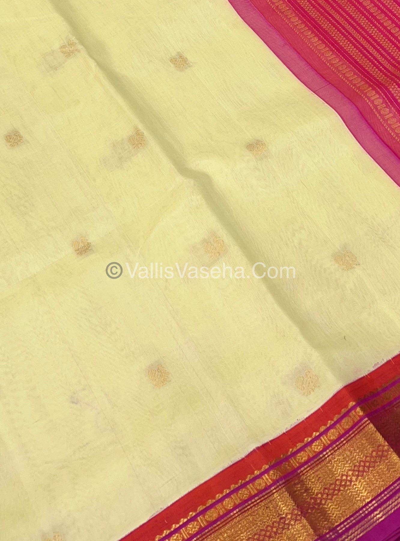 Pure Korvai Silk Cotton Saree - Brown with Peachish Pink - VVKSC004
