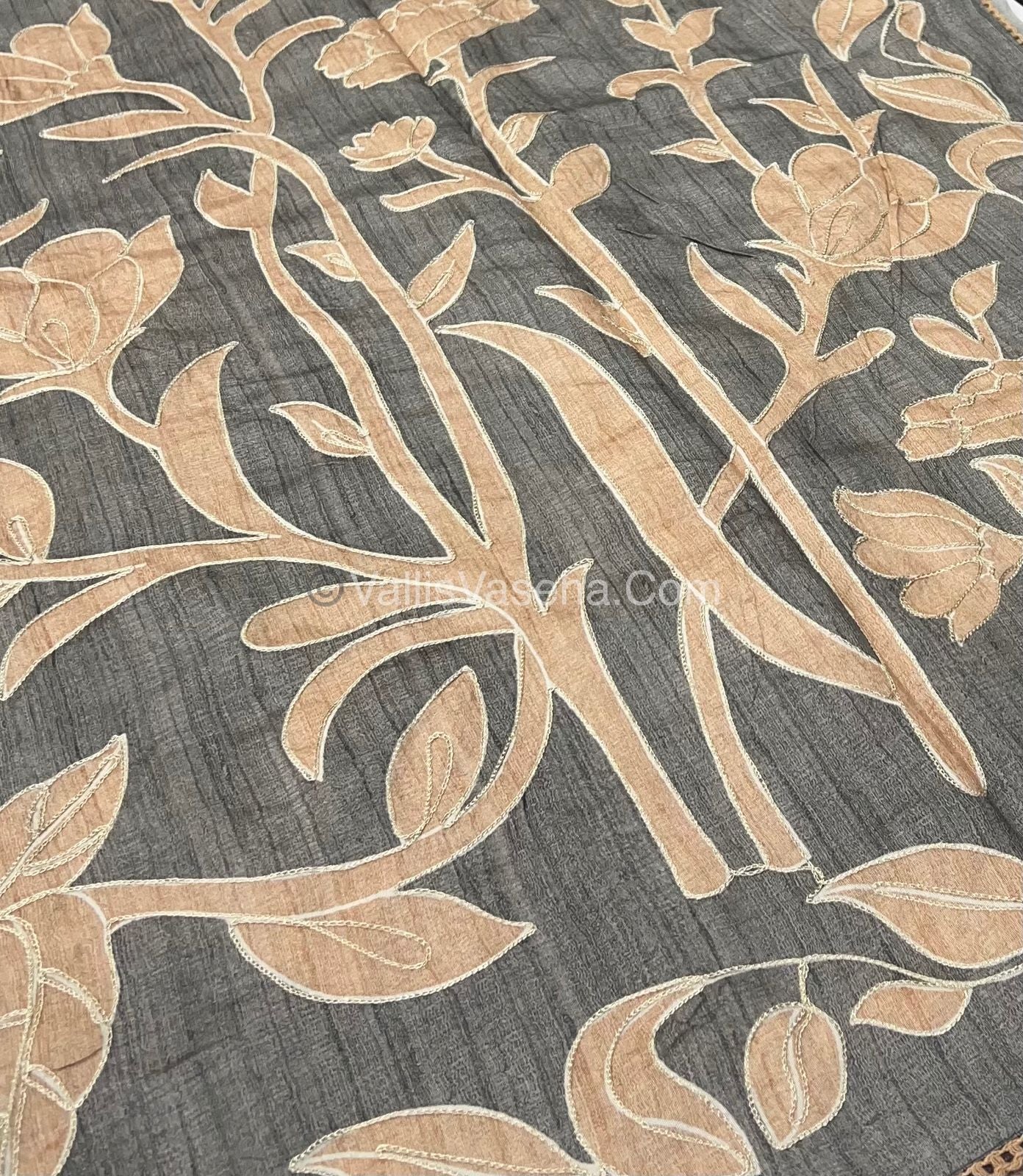 Semi Raw Silk with embroidery work - VVSRS001