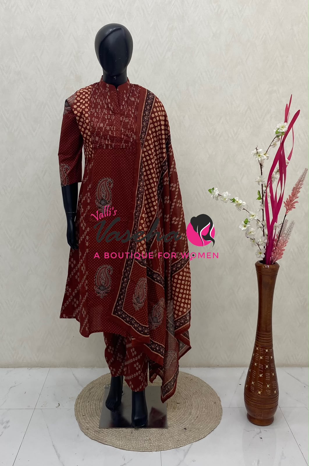 Ready Made | Anarkali Set  |Salwar, Kameez & Duppatta(3pc)|Cotton |VVRMS036