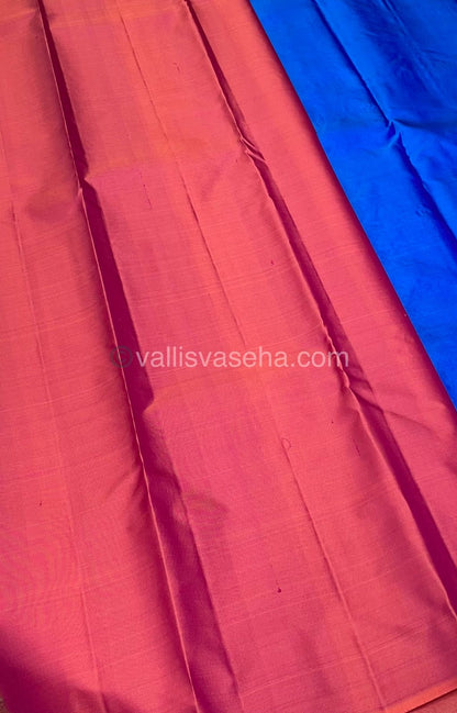 Pure Soft Silk Saree - Light Weight - Blue with Peachish Pink shade - VVPSS025