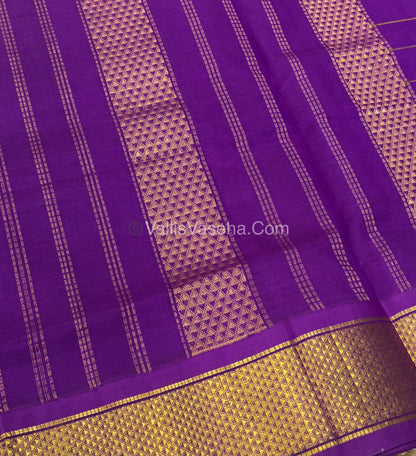 Pure Korvai Silk Cotton - Checks Pattern - Green with Purple Shade  - VVKSC015