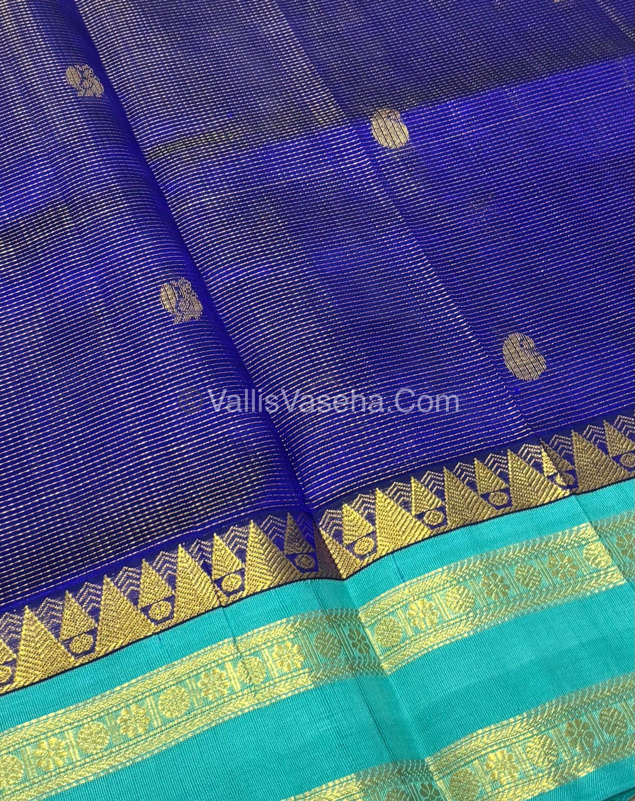 Pure Korvai Silk Cotton - Blue with Blue - VVKSC025