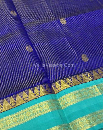 Pure Korvai Silk Cotton - Blue with Blue - VVKSC025