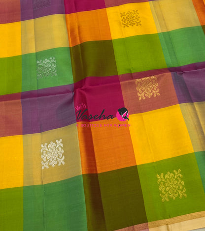 Pure Soft Silk Saree  - Pazhum Pazhamum Checks - VVPSS092