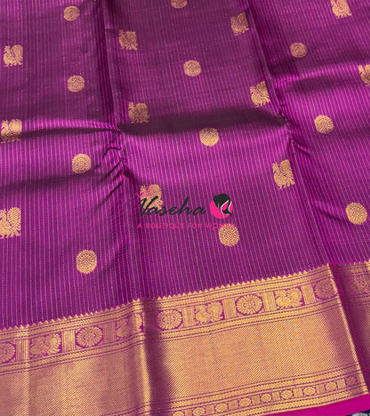 Pure Kanchipuram Silk Saree - Vairavoosi Design  - Purplish Pink Shade - VVPS059