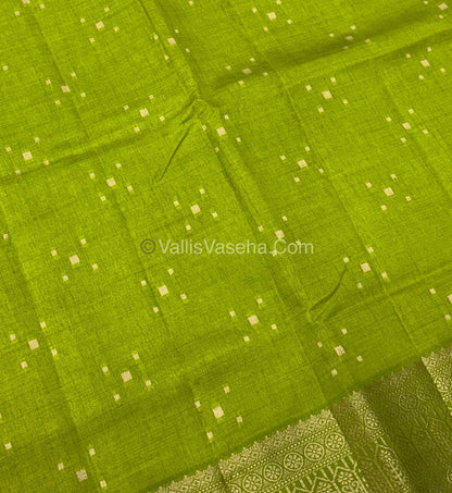 Semi Tussar Silk - Grand Pallu  - Pista Green Shade - VVSTS031
