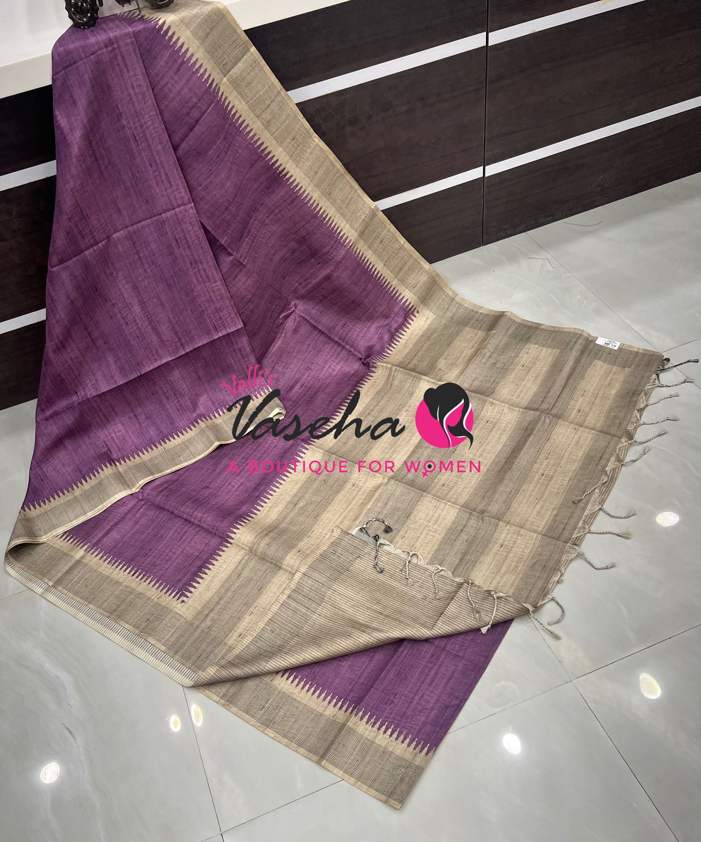 Semi Matka Tussar  Saree - Grey & Purple Shade - VVSMT002