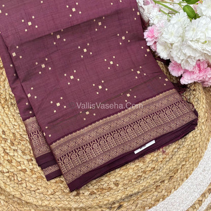 Semi Tussar Silk - Grand Pallu  - Wine Shade - VVSTS031
