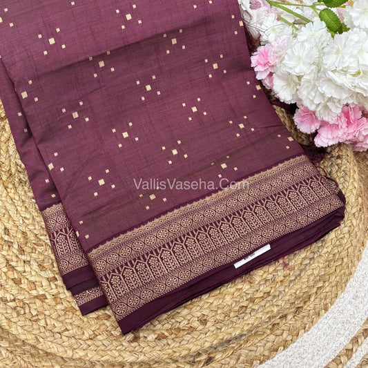 Semi Tussar Silk - Grand Pallu  - Wine Shade - VVSTS031
