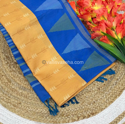 Semi Chappa Silk - Sandhana Yellow with Blue - VVSC003