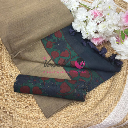 Handloom Cotton Sarees with Kalamkari Blouse - VVKCK003