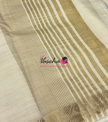 Semi Tussar Silk - Cream Shade - VVSTS003
