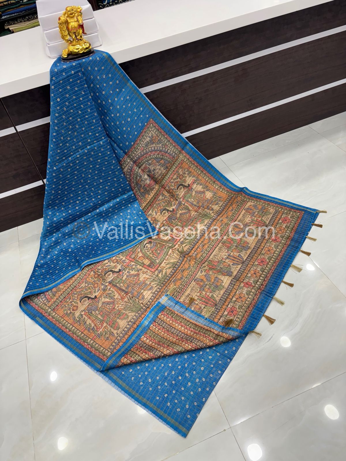 Semi Chanderi Saree - Fusion Of Bandhini & Madhubani- VVSCS002
