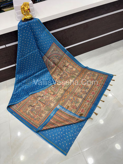 Semi Chanderi Saree - Fusion Of Bandhini & Madhubani- VVSCS002