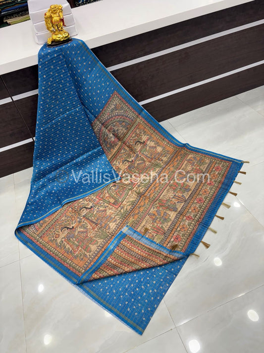 Semi Chanderi Saree - Fusion Of Bandhini & Madhubani- VVSCS002