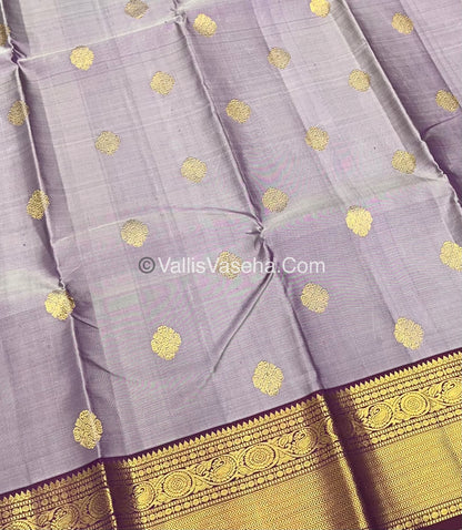 Pure Kanchipuram Silk Saree - Greyish Purple & Purplish Wine Combo - VVPS014