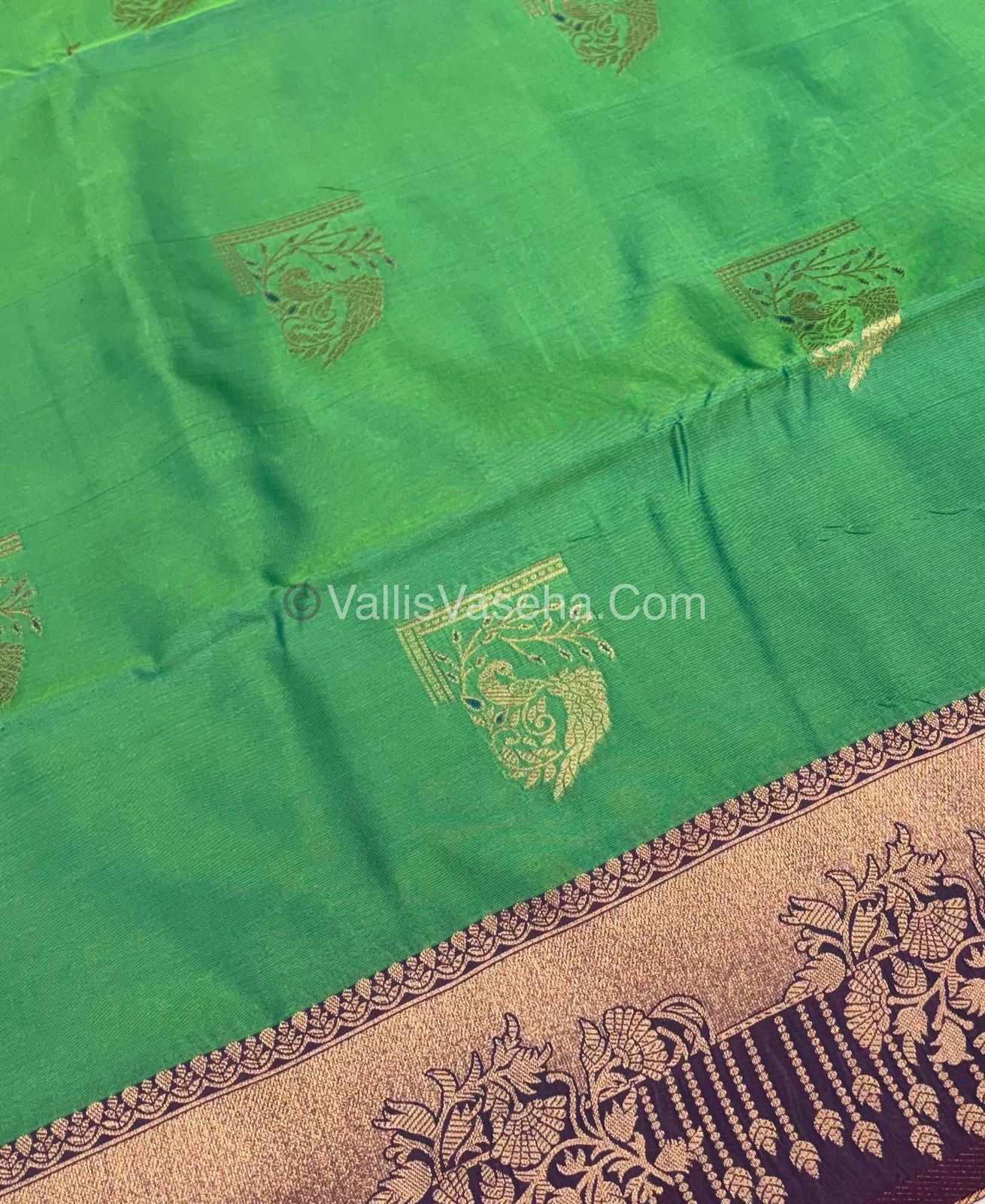 Semi Soft Silk - Green  With Purple Shade -VVSSS030 - 1